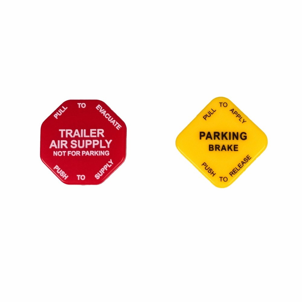 2PCS Red & Yellow Parking Air Brake Knobs Threaded Type For Semi Tractor Trailer