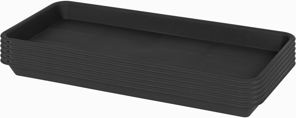 6 Pack Plastic Plant Tray Saucer Rectangular, Heavy Duty Planter Saucers for Ind