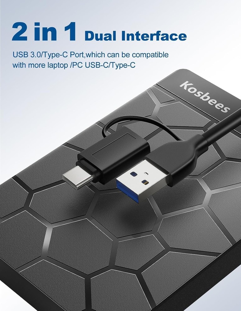 Compact 500GB External Hard Drive for Multimedia Storage