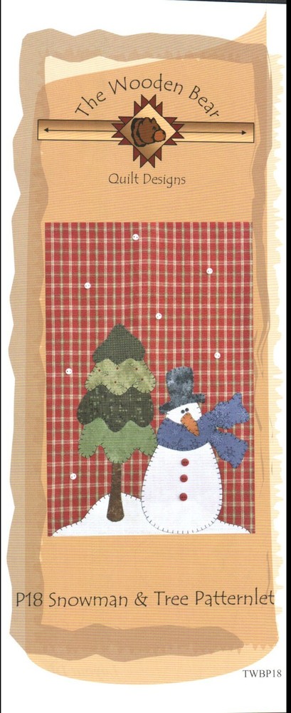 Snowman & Tree Patternlet Small Winter Applique Wall Quilt Pattern Towel Edge