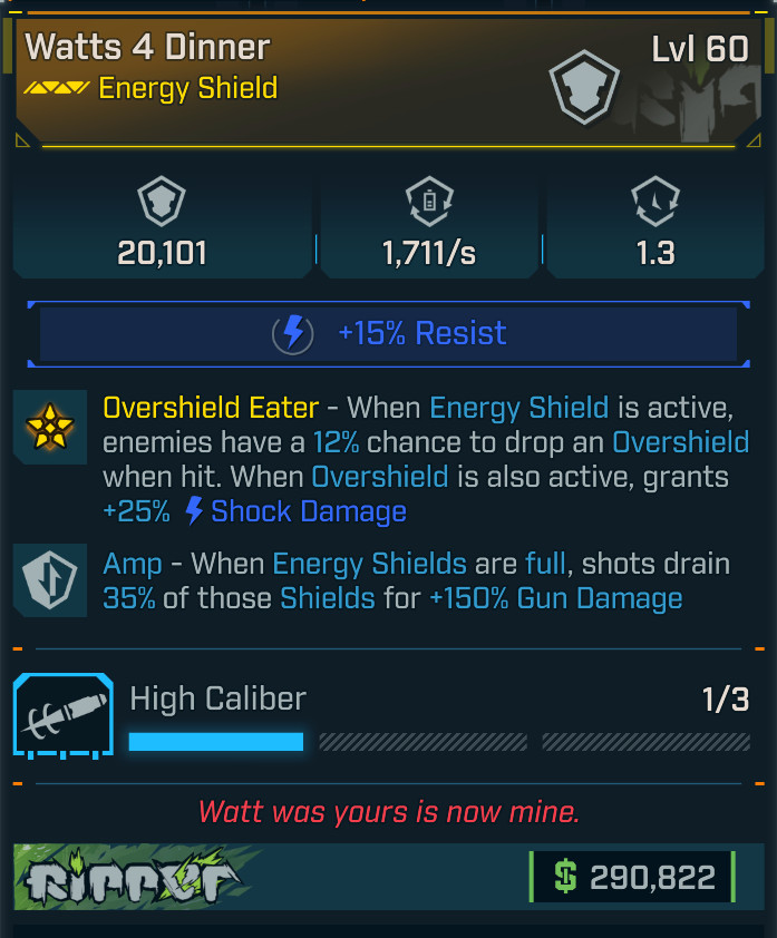 Borderlands 4 OP⭐  WATTS 4 DINNER SHIELD⭐150% AMP ⭐ PC/XBOX/PS4/PS