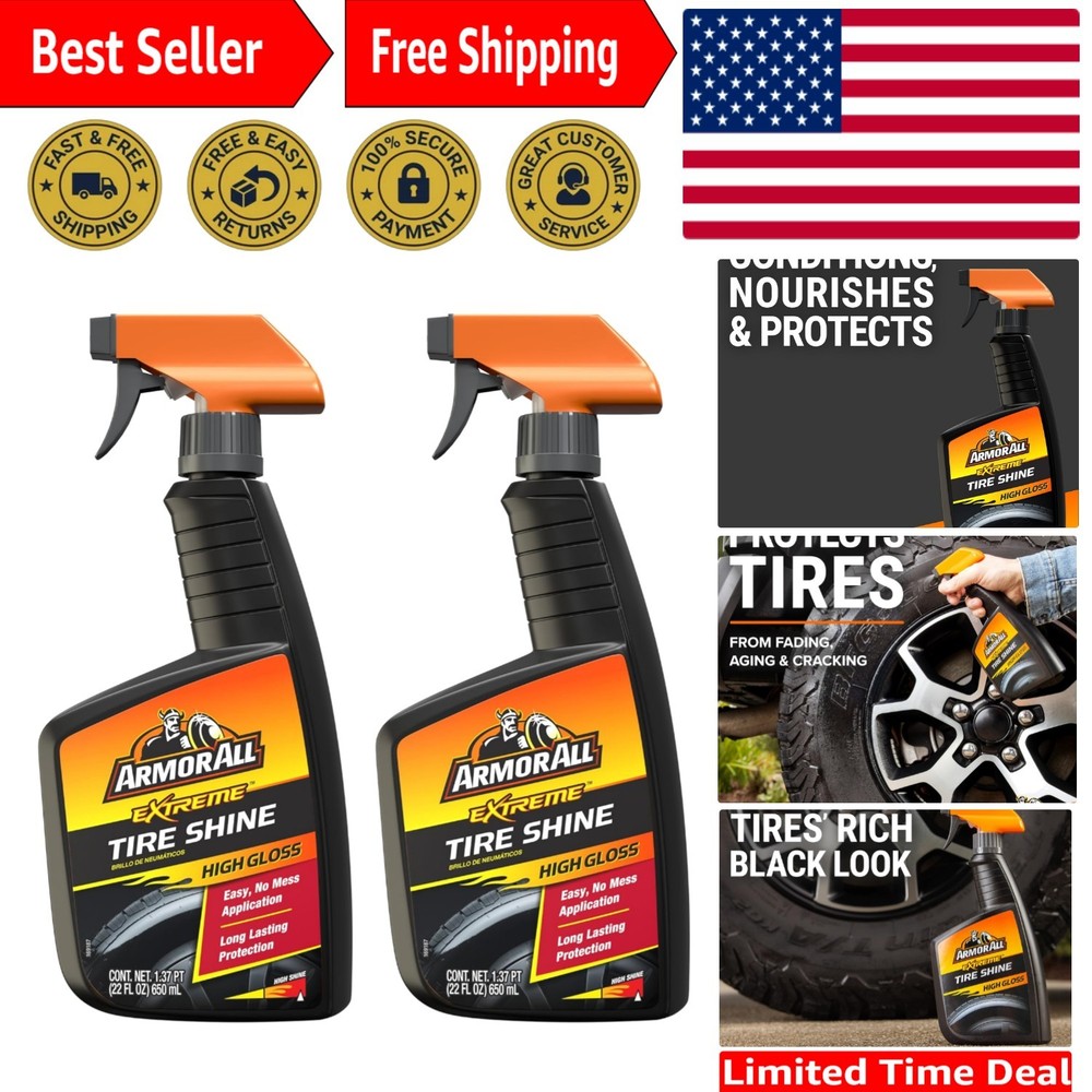 Luxury Tire Shine Spray 2-Pack - One-Step Application for Intense Gloss