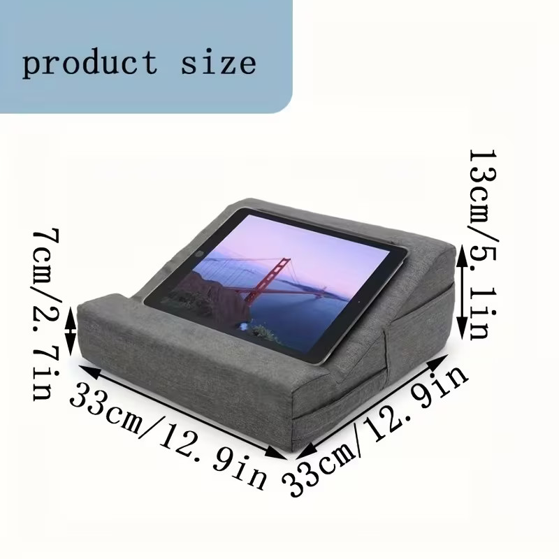 Adjustable Polyester Tablet Pillow with Stand | Comfortable Bed Cushion for Read