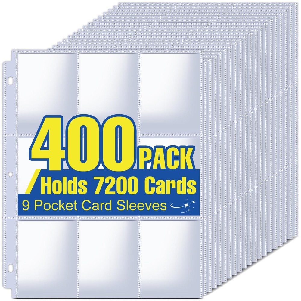 7200 Pockets Card Sleeves Binder - 9 Pocket Trading Card Sheets for 3 Ring Binde