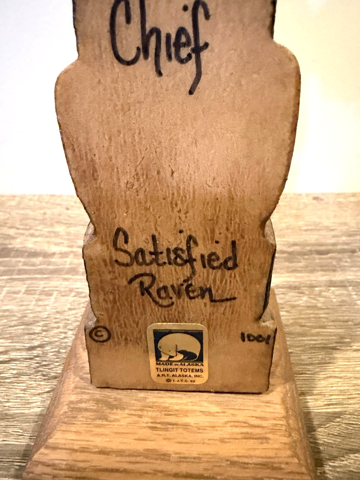 VTG 1992 Tlingit Hand Carved Painted Totem Pole Alaska, Native American 9"