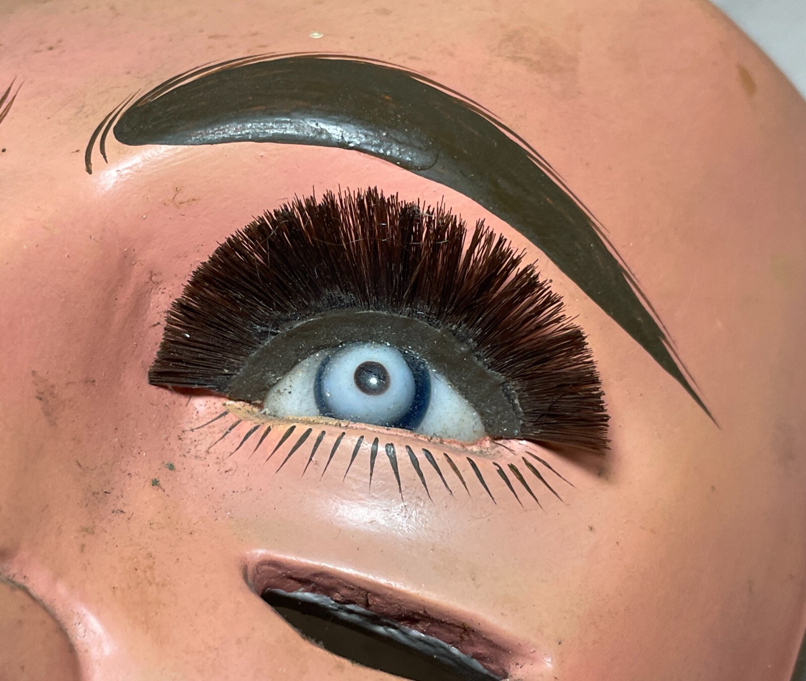 VINTAGE PARACHICOS MASK HAND CARVED WOOD MEXICAN FOLK ART CHIAPAS GLASS EYE