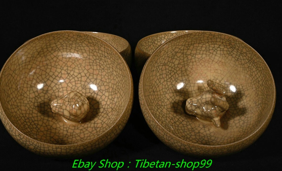 5.2''Old Song Dynasty Ge Kiln Porcelain 12 Chinese Zodiac Signs Head bowl