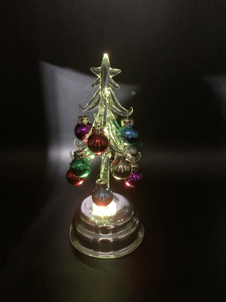 Glass Tree Christmas Tree with Ornaments Light Up LED 2 Settings