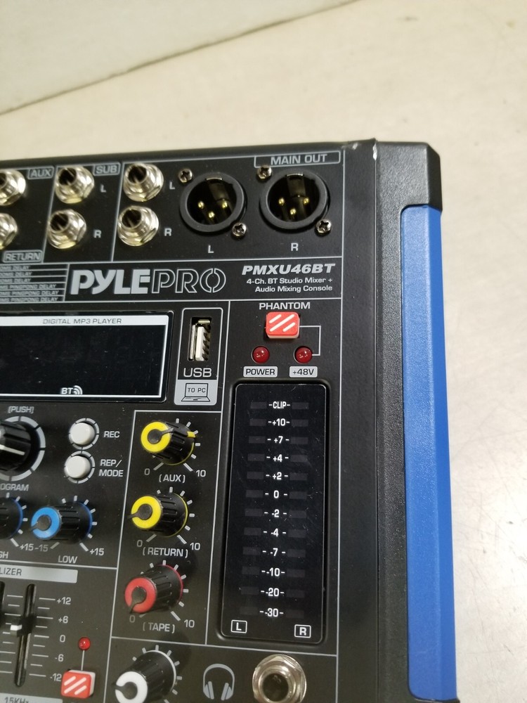 Pyle PMXU46BT 4 Ch. Studio DJ Controller Audio Mixer w/ Equalizer