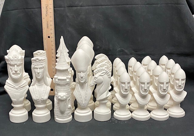 Ready to Paint Ceramic Bisque Scioto Medieval Chess set