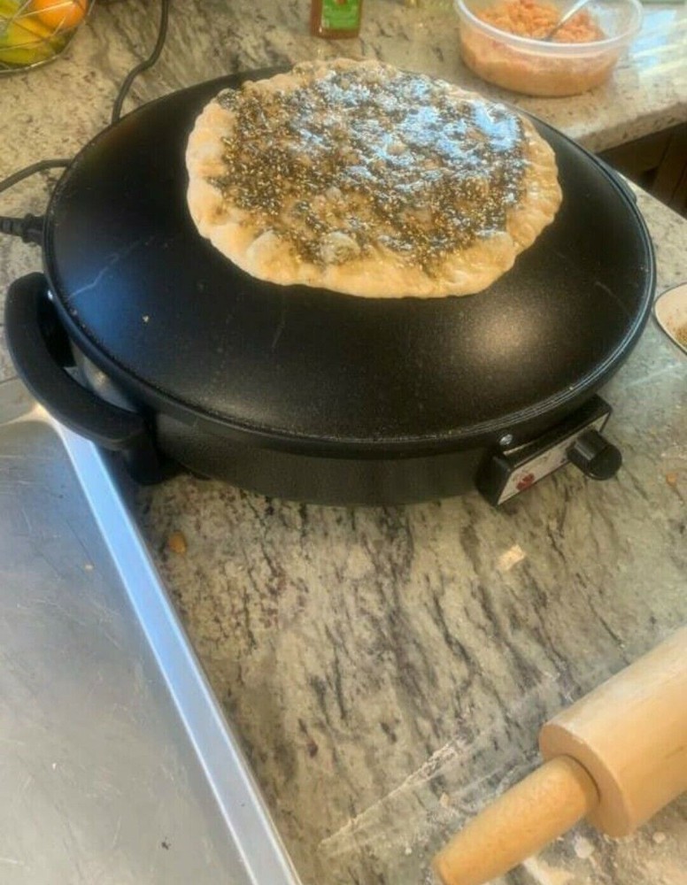 Electric Saj Arabic Bread Maker Non-stick Markouk Thyme /Cheese Pie زغتر مناقيش
