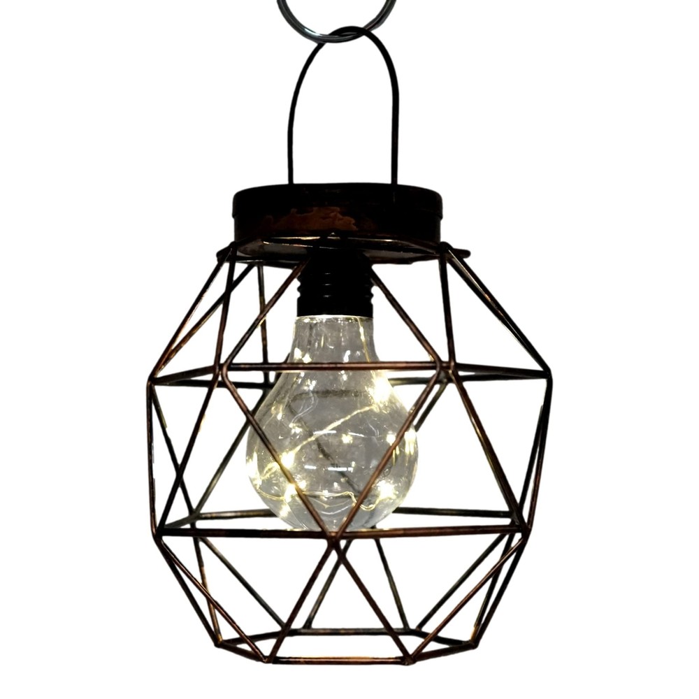 Rustic Metal Cage LED Lanterns (3 Pack, Geometric Sphere) Cordless Lantern