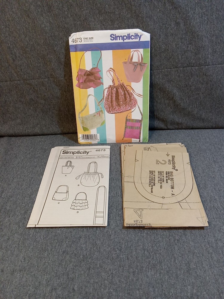 Simplicity Sewing Pattern #4673 Uncut Handbags