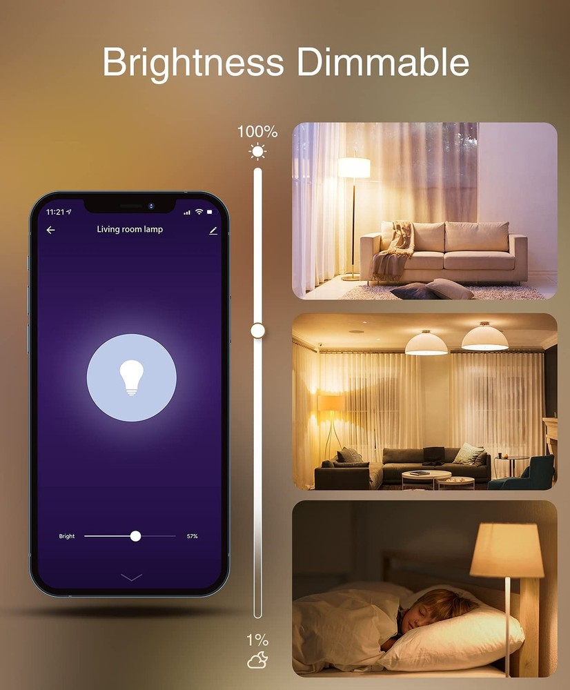 Beantech Wi-Fi Smart Light Bulb (White), 6 Pack-Compatible with Ale... Fast Ship