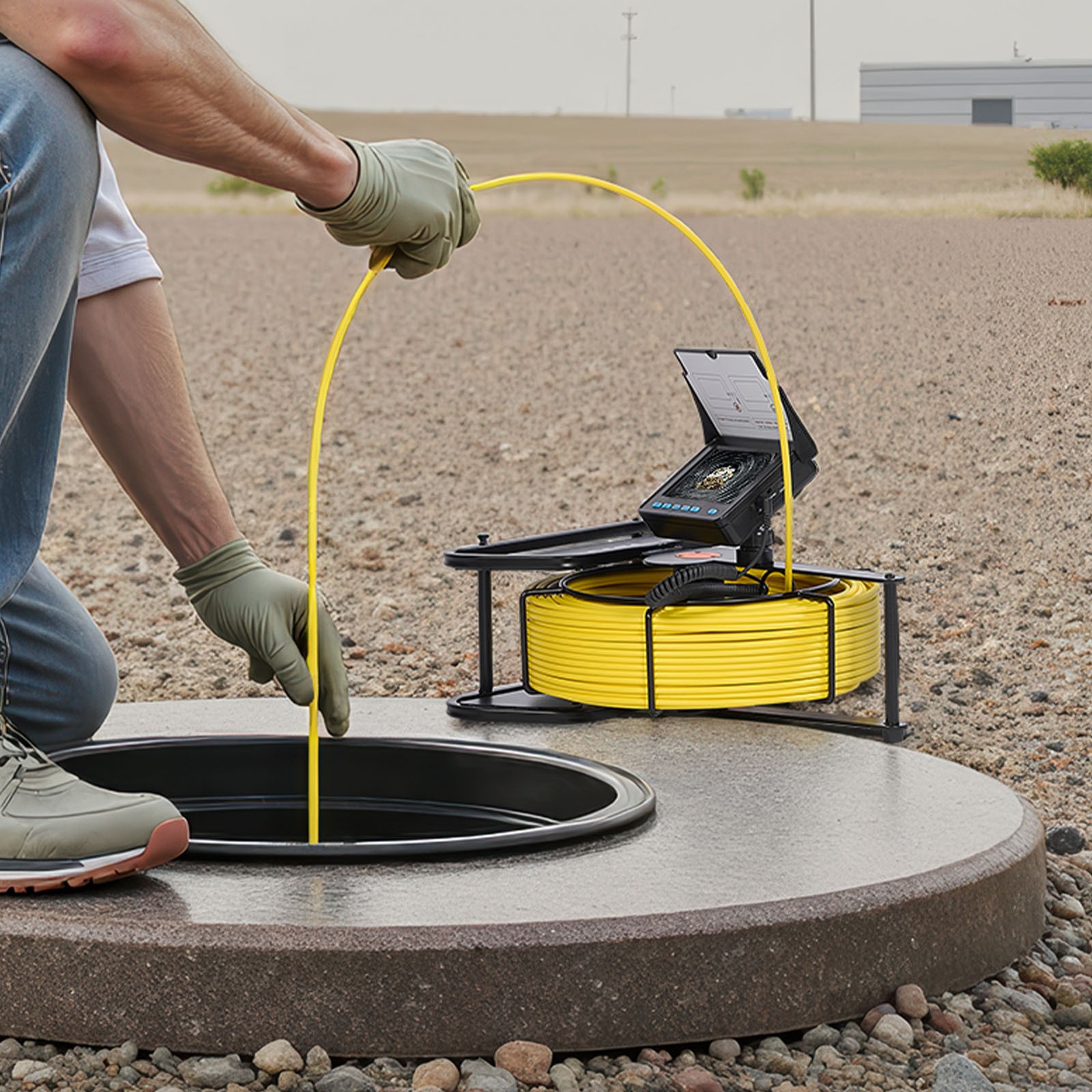 VEVOR Sewer Camera 98ft 4.3-inch Drain Inspection Camera IP68 Waterproof 6 LEDS