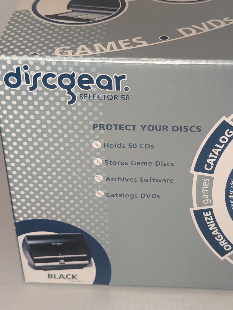NIB Discgear Selector 50 CD / DVD Game Disc Retrieval System Black