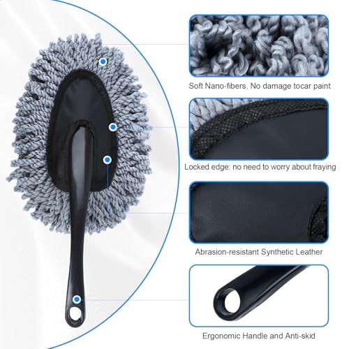 IPELY 6 Pack Car Cleaning Supplies – Car Duster Interior Duster (2 Pack)