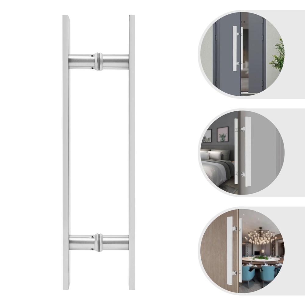 H-Shape Door Handle Double Sided Pull Push Sliding Barn Door Handles Silver