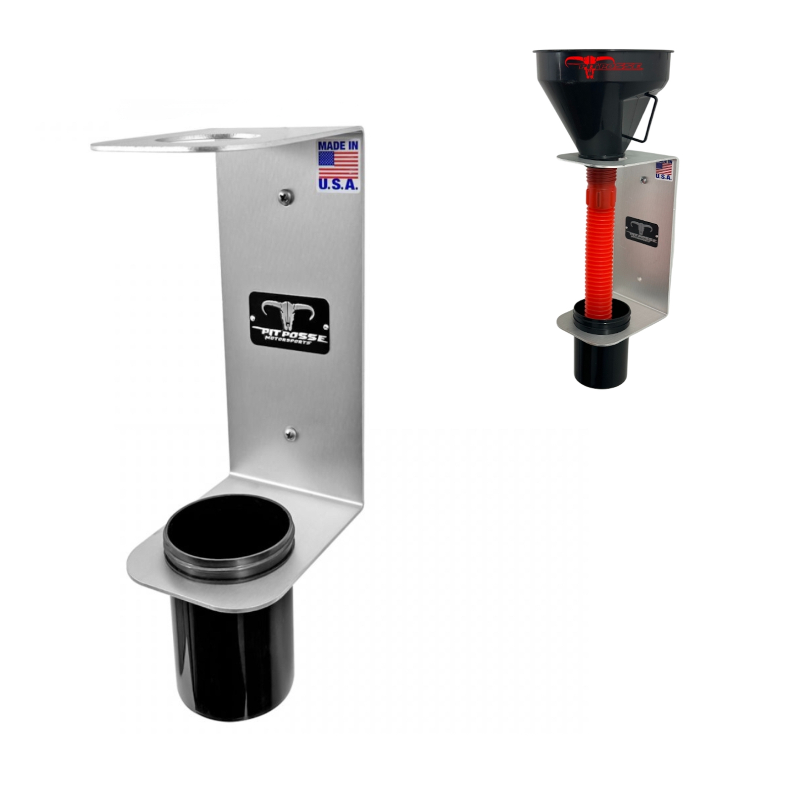 Pit Posse PP3364 Aluminum Oil Funnel Holder Wall Rack Enclosed Trailer or Garage