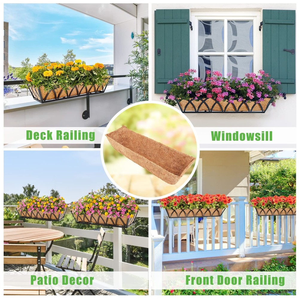 24 Inch Window Deck with Coco Liner, 24" Window Boxes Horse Trough with Cocon...