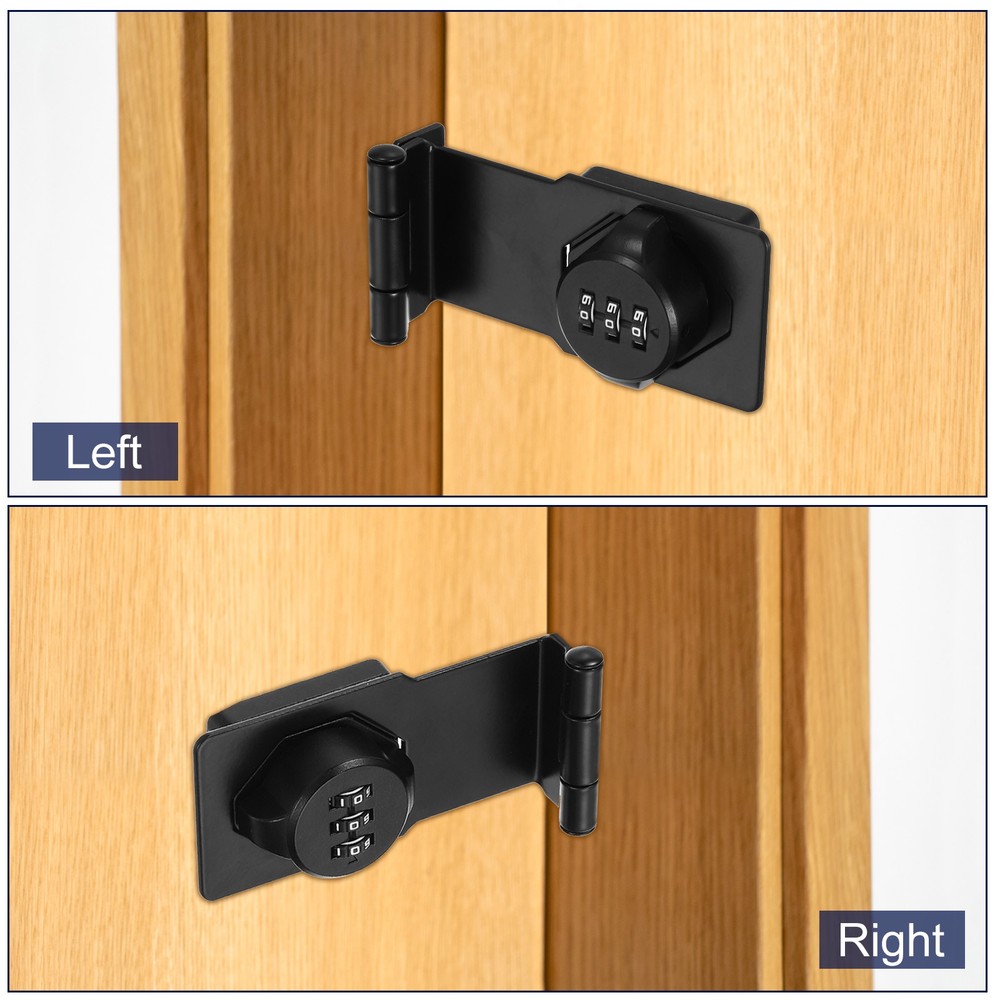 2Pcs Combination Rotary Hasp Locks Security Door Latch 3 Digit Password Silver