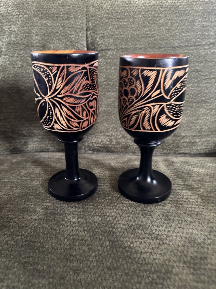 Black Wooden Goblets~(Set of 2)