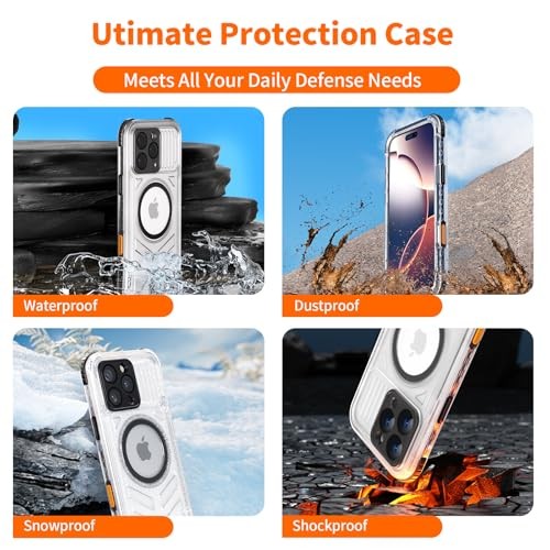 for Waterproof Case Compatible with MagSafe, IP68 iPhone 16 Pro Black