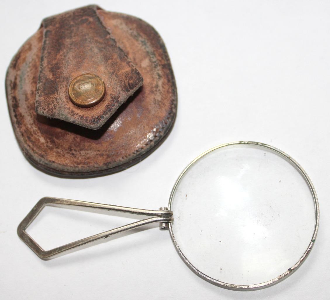c.1920s Bausch & Lomb Folding Pocket Magnifier with Original Marked B&L Case