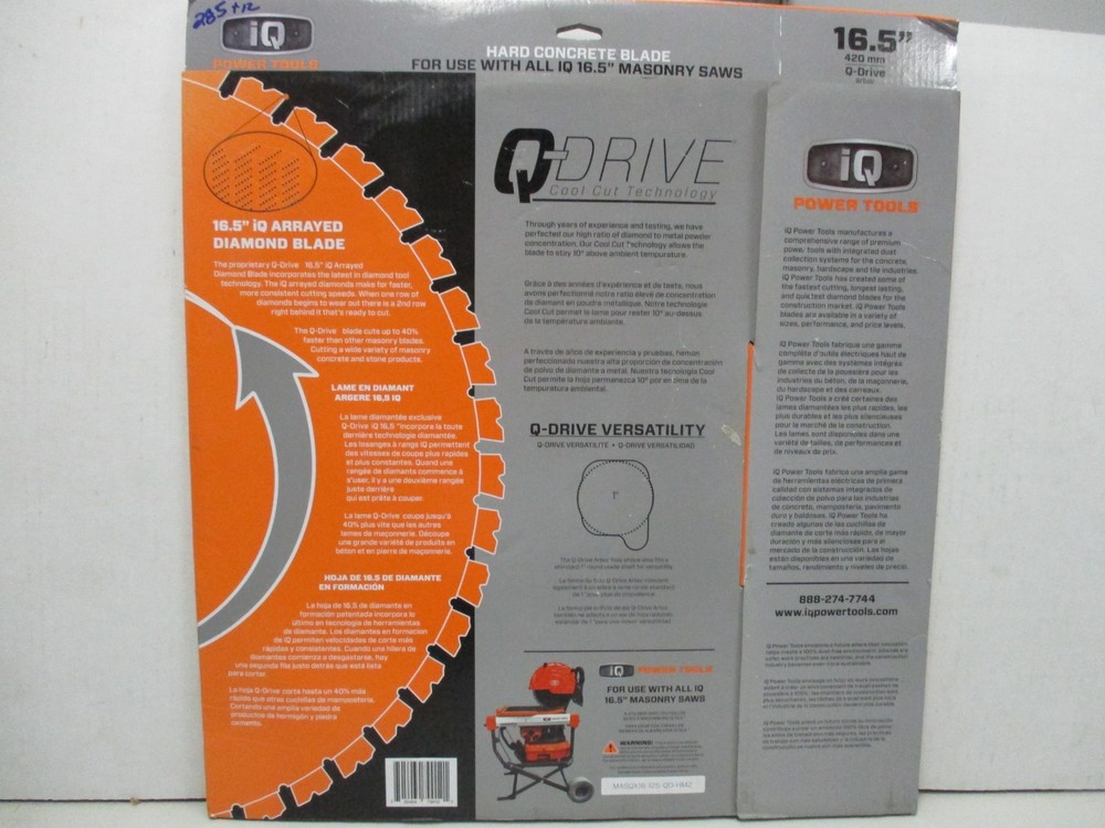 IQ Power Tools 16.5 In Q Drive Arrayed Hard Concrete Diamond Blade