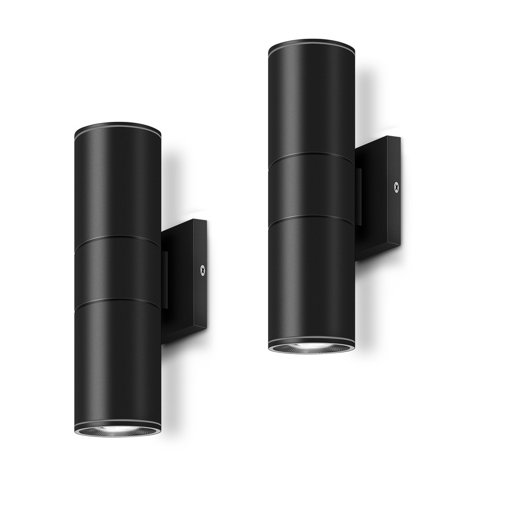 2-Pack Dimmable Black LED Up Down Outdoor Wall Light,Energy-Saving Waterproof