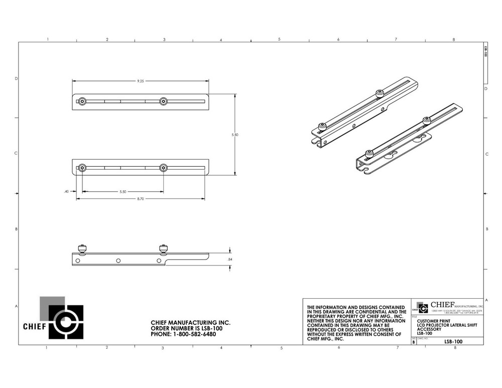 Chief LSB100 Lateral Shift Bracket for RPA LSB-100