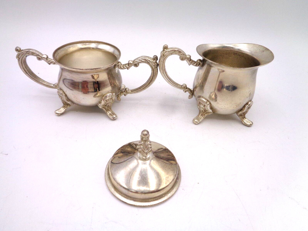 Vintage Silver Plated Footed Cream and Sugar Set, International Silver Company