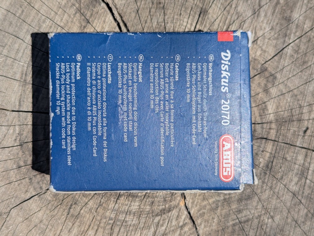 ABUS DISKUS 20/70, HIGH SECURITY STAINLESS PADLOCK, GERMAN MADE, NEW IN OPEN BOX