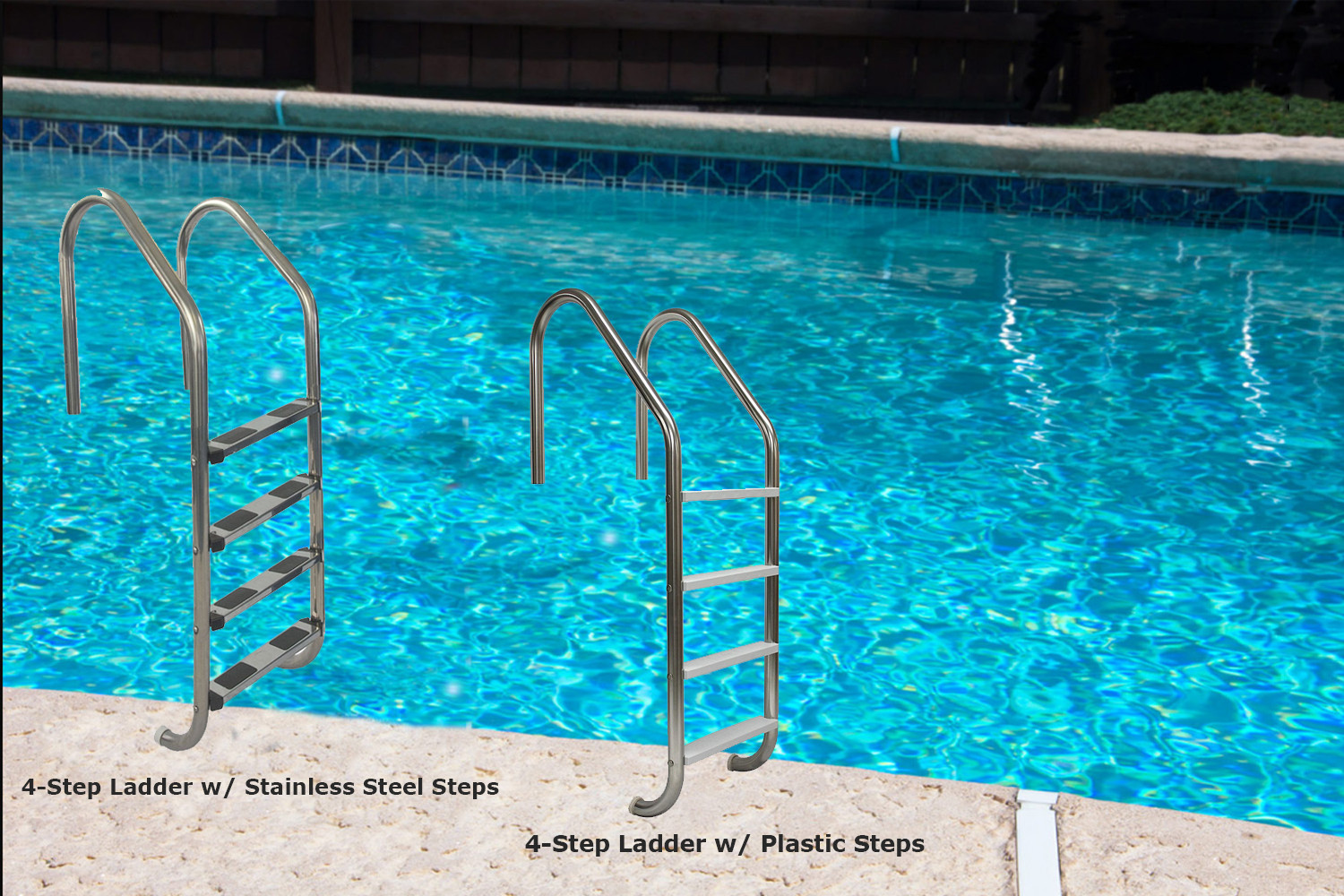 4-Step Stainless Steel Swimming Pool Ladder For In-Ground Pools - Choose Steps
