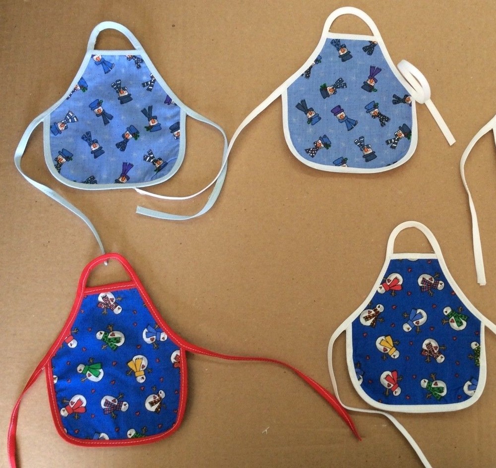 HANDMADE DISH BOTTLE APRONS- SNOWMEN- VARIOUS CHOICES