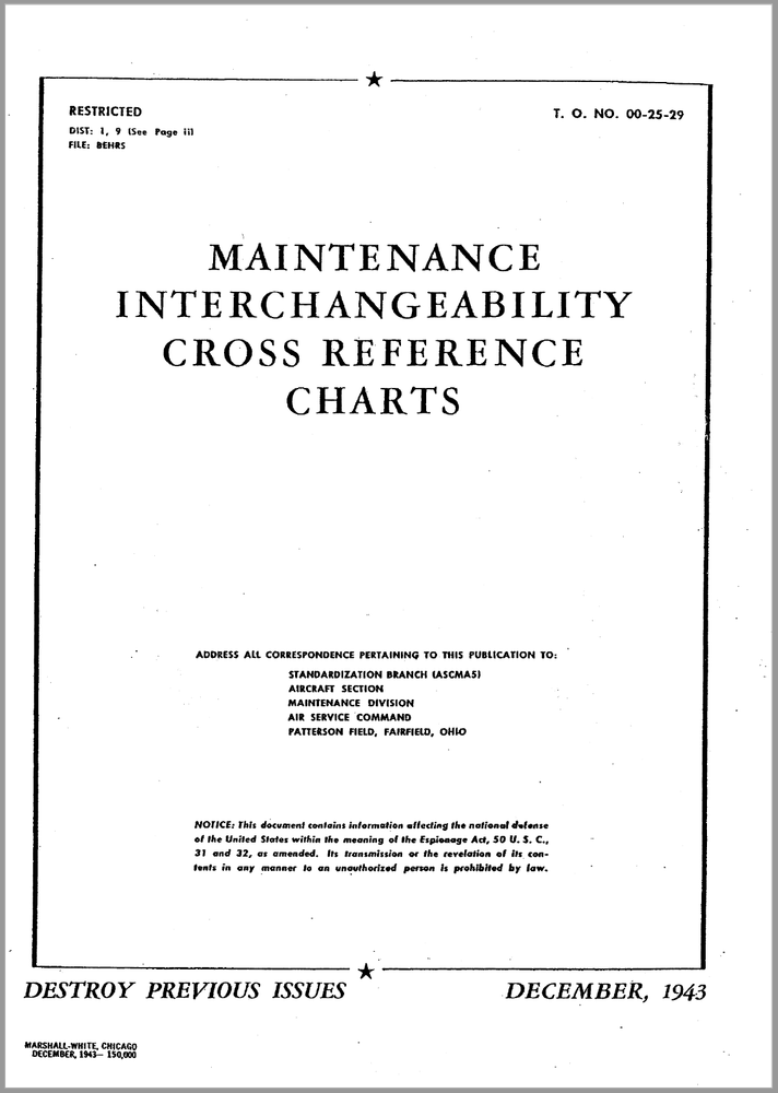 228 Page TO 00-25-29 Maintenance Interchangeability Cross Reference Manual on CD
