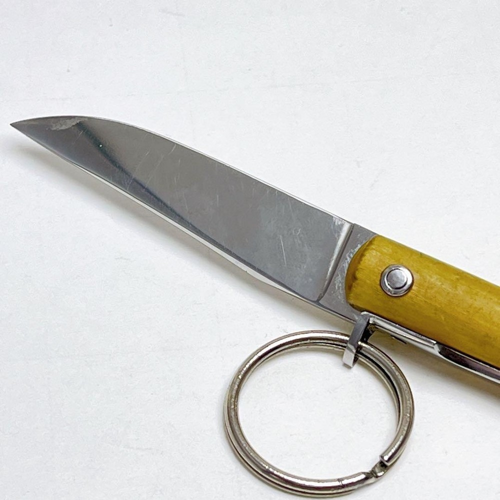 Hermes Buffalo Horn Folding Knife Keyring Brown Accessory