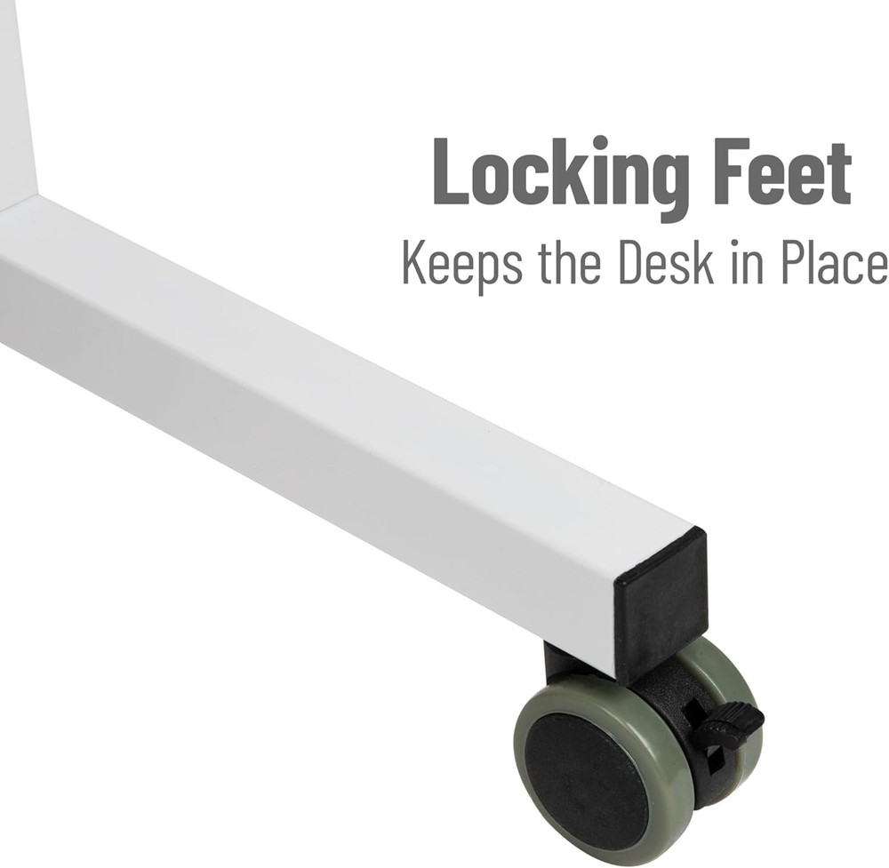 Rolling Laptop Desk Office Computer Table Adjustable Height Stand up Workstation