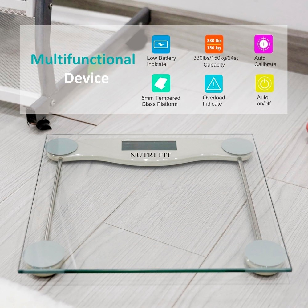 Precision Digital Bathroom Scale, 330 lb Capacity - High Accuracy LCD Display