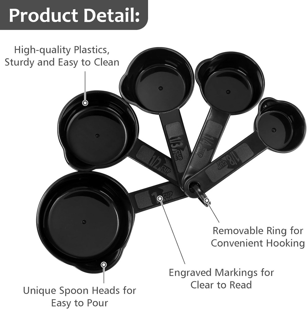 Accmor Measuring Cups & Spoons Set, Plastic Cooking Baking Tools Measuring Spoon