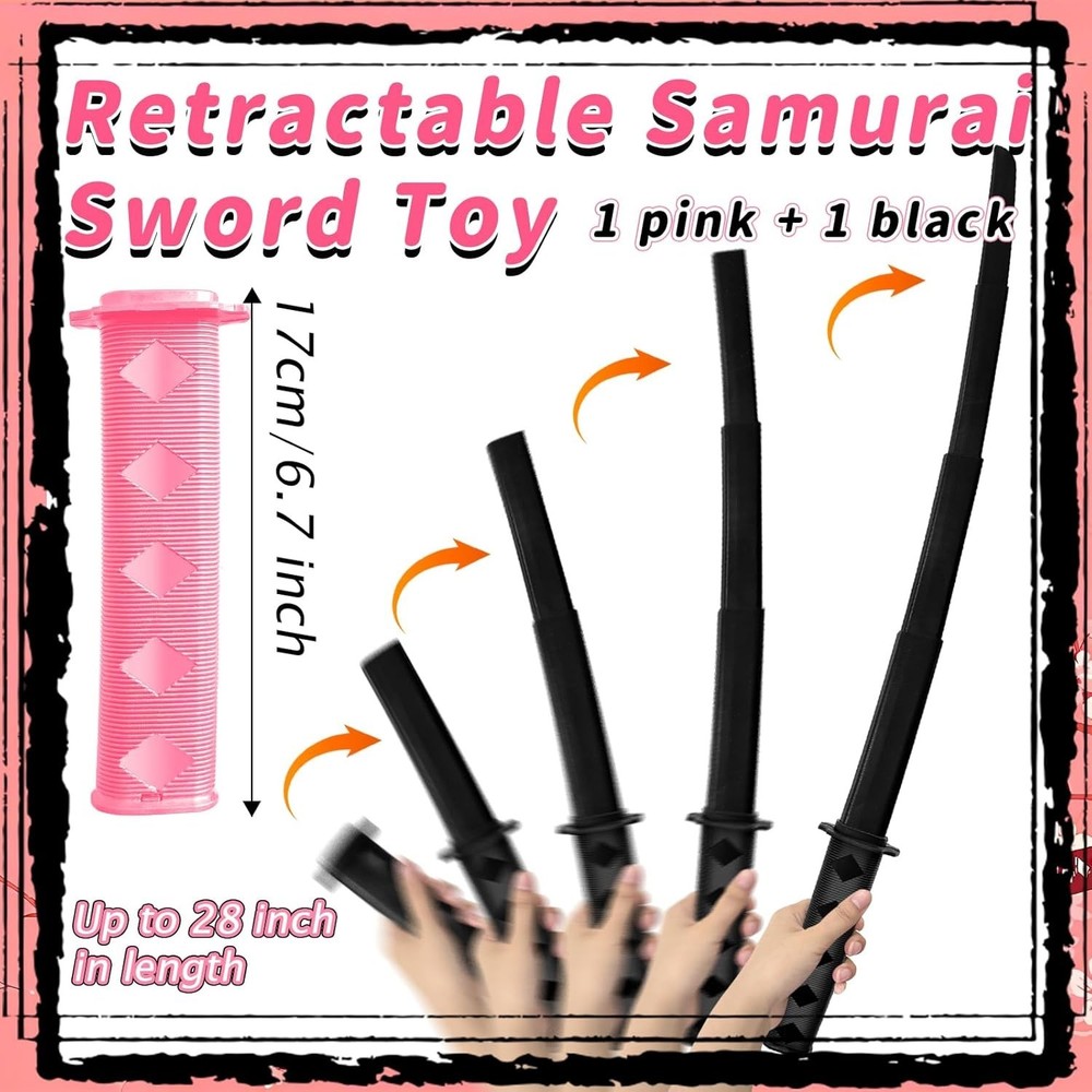 2Pcs 3DPrinted Gravity Retractable Samurai Sword Model Toy,Telescopic Katana ...