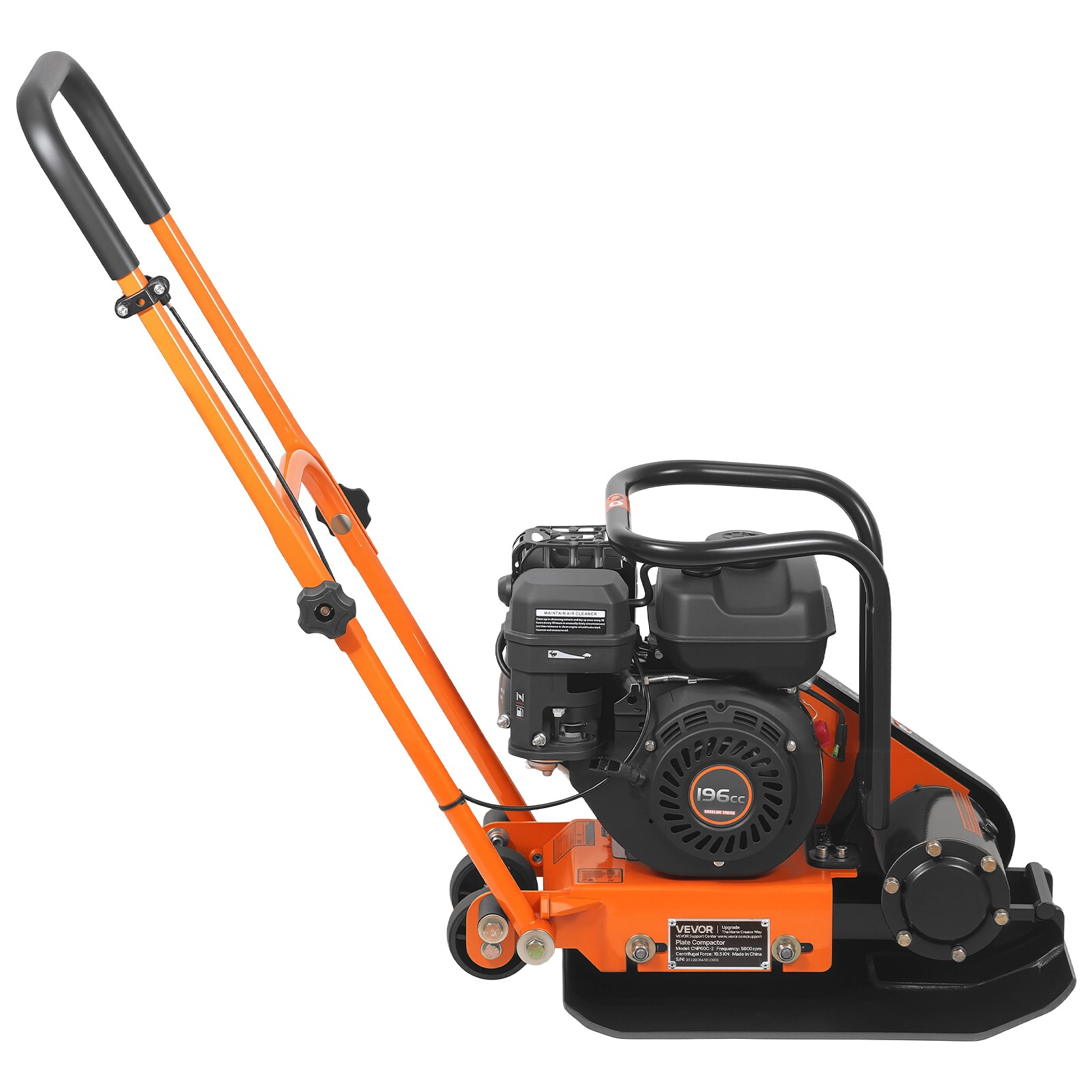 VEVOR 6.5HP Plate Compactor 5600VPM 2360lbs Vibrating Ground Rammer for Asphalt