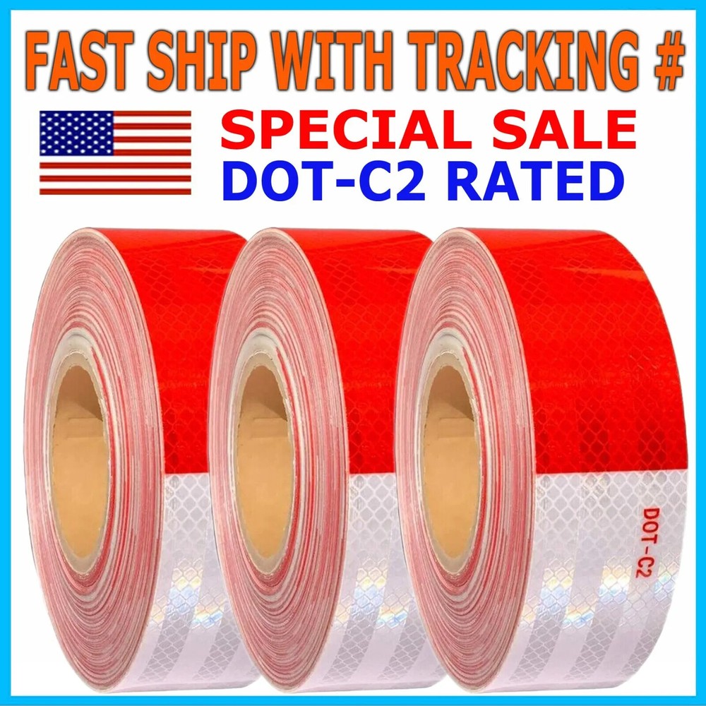 Conspicuity Tape DOT-C2 Approved Reflective Trailer Red White 2”x50’ /1 Roll