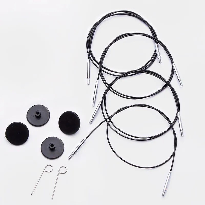 KnitPro Black Silver Fixed Interchangeable Cable- 16" 20" 24" 32" 40" 47" 60"