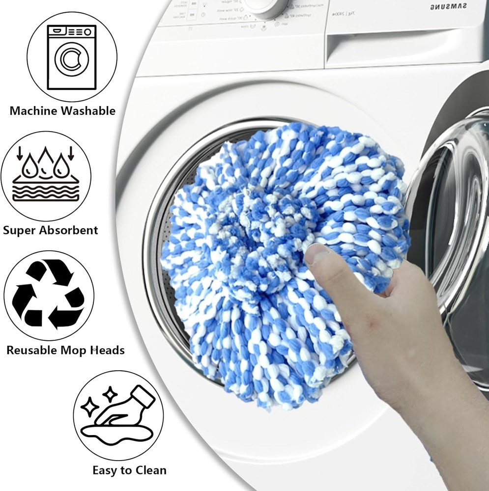 4 Pack Spin Mop Replacement Heads Compatible with O Cedar RinseClean 2 Tank Syst
