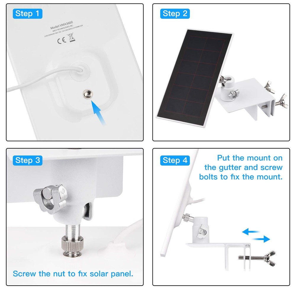 2Pack Gutter Mount Compatible with Arlo Essential Solar Panel, Arlo Pro 5S/Pro 4