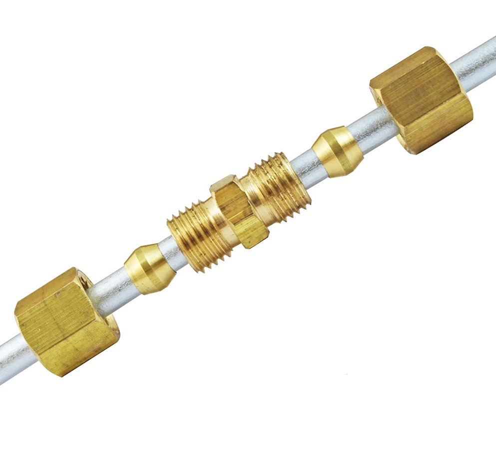 5x Brass Compression Fittings Union Connector For 3/16"OD Hydraulic Brake Lines