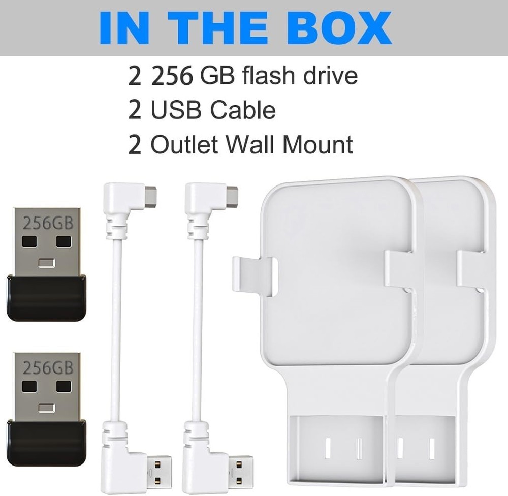 2-Pack 256GB Blink USB Flash Drive with Convenient Outlet Mount for Easy Setup