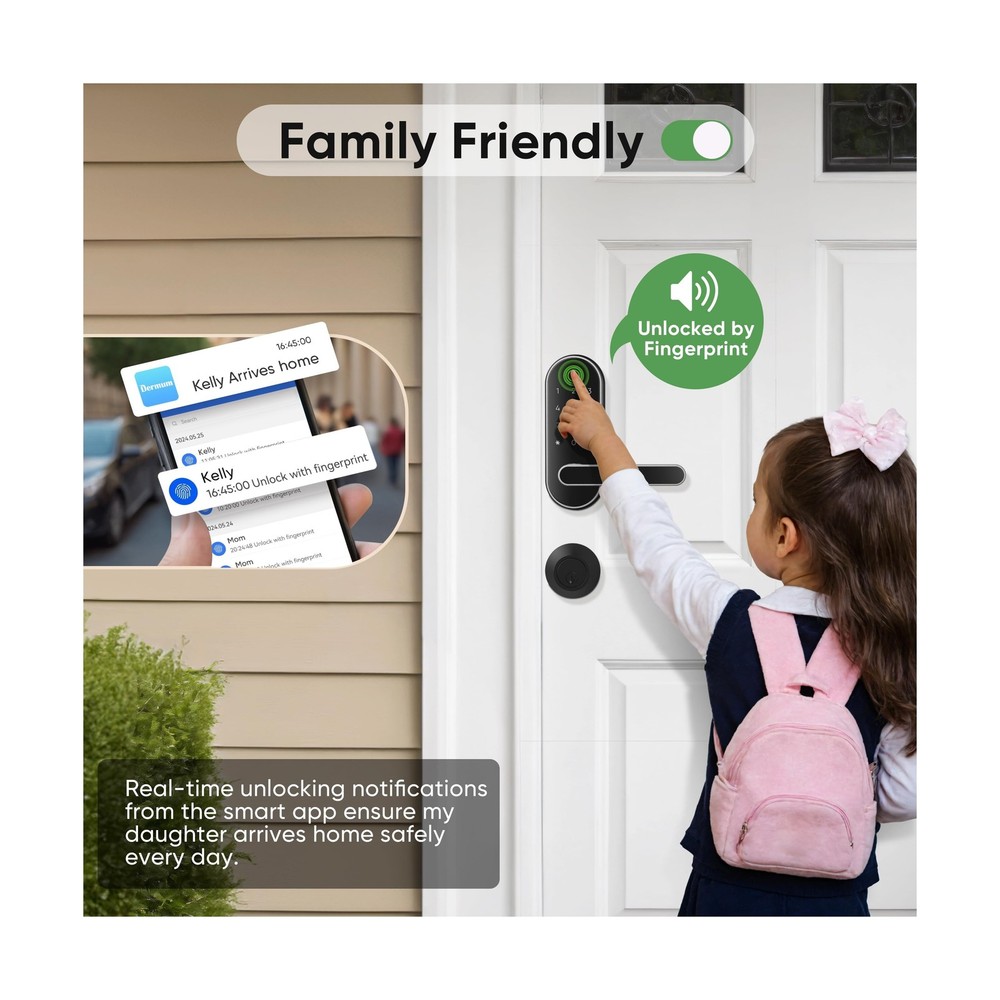Keyless Entry Fingerprint Digital Smart Lock with Handle & Keypad: ... Fast Ship