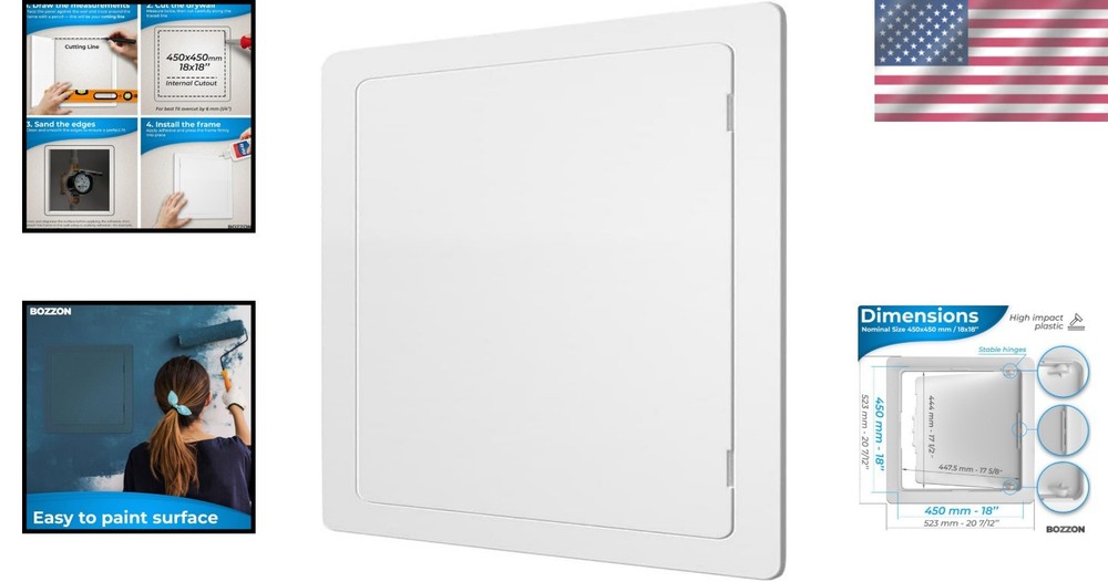 18x18 Access Panel - Wall Hole Cover - White Plastic